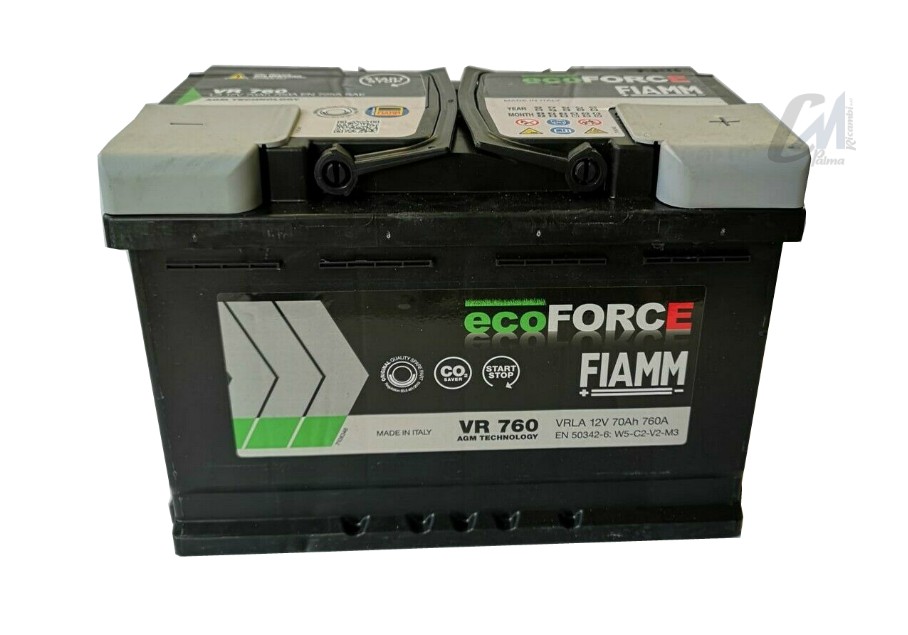 BATTERIA AUTO FIAMM VR760 ecoFORCE AGM START/&STOP 70Ah 760A 278x175x190
